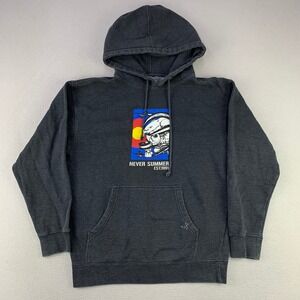 Never Summer Snowboarding Hoodie Men Medium Charcoal Polar Bear Graphic Pullover